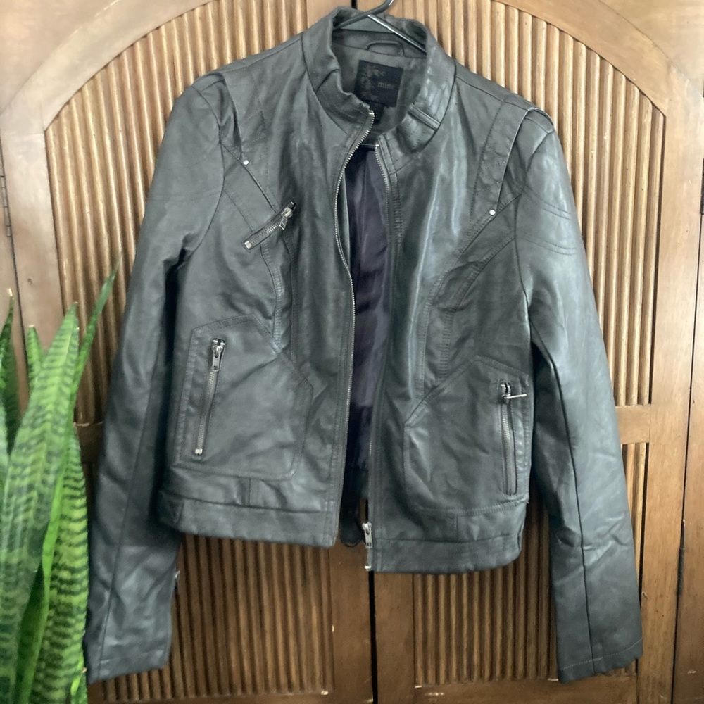 Grey Mine Moto leather Jacket